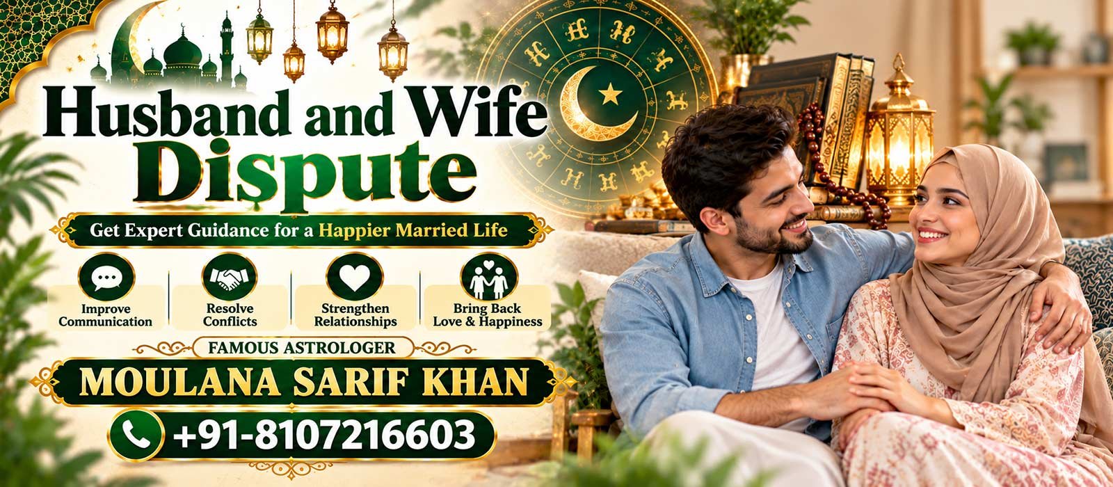 Husband wife problem solution by Astrologer Moulana Sarif Khan, WhatsApp +91-8107216603